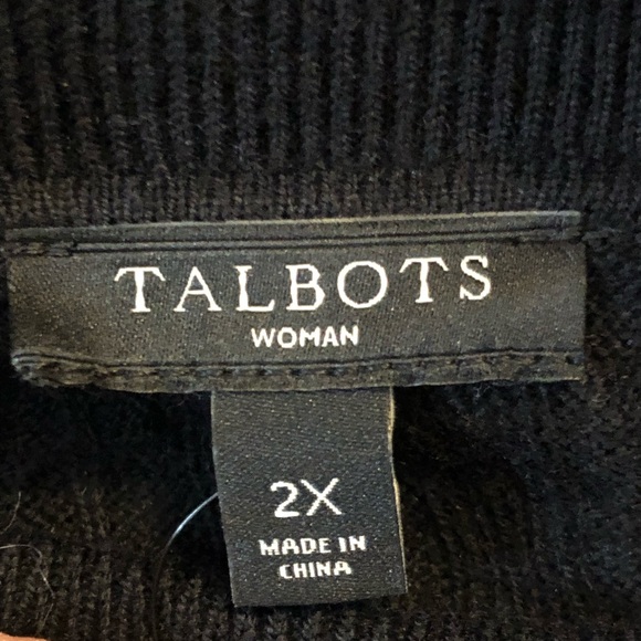 NWT Talbots Woman Classic Black Long Sleeve Turtleneck 2X Cotton Blend Sweater - Picture 8 of 10